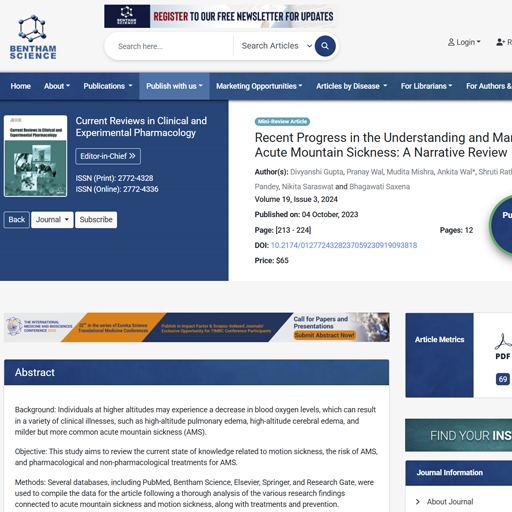 Recent Progress in the Understanding and Management of Acute Mountain Sickness: A Narrative Review