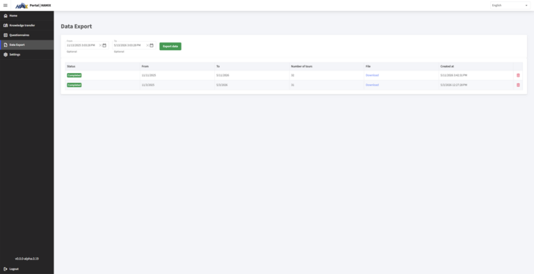 Web Portal - Data Export